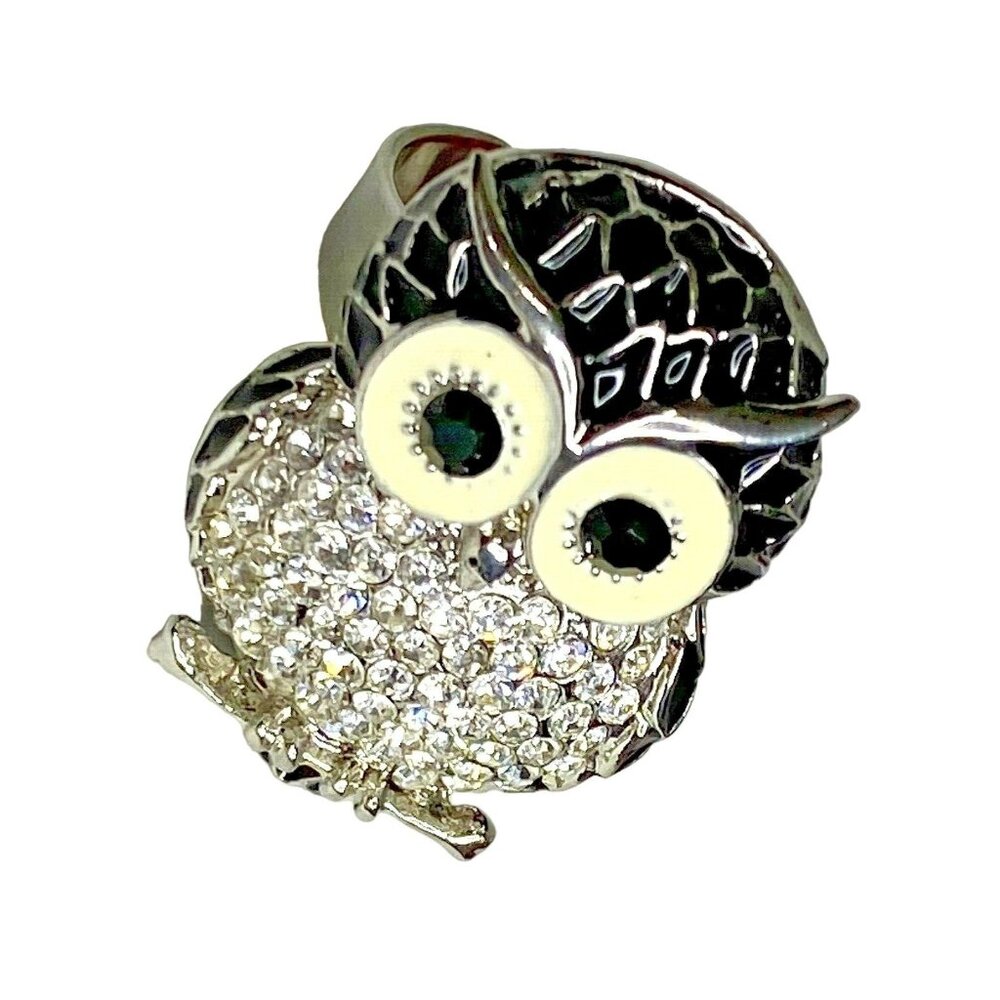 Rhinestone Owl Statement Ring Birds Costume Jewelry Sparkly Glittery‎ Blingy